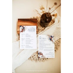 Itinerary Wedding Template, Navy Blue Rust Wedding Timeline Template