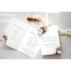 Programs For Wedding Ceremony Template Navy Blue Rust Wedding