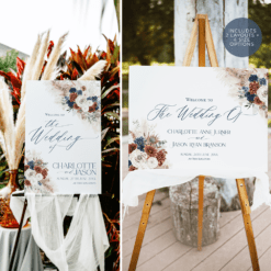 Navy Blue and Rust Wedding Signage Template, Terracotta Wedding Sign Templates