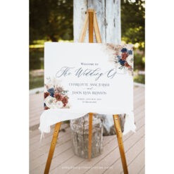 Navy Blue and Rust Wedding Signage Template, Terracotta Wedding Sign Templates