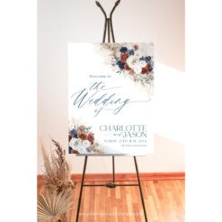 Navy Blue and Rust Wedding Signage Template, Terracotta Wedding Sign Templates