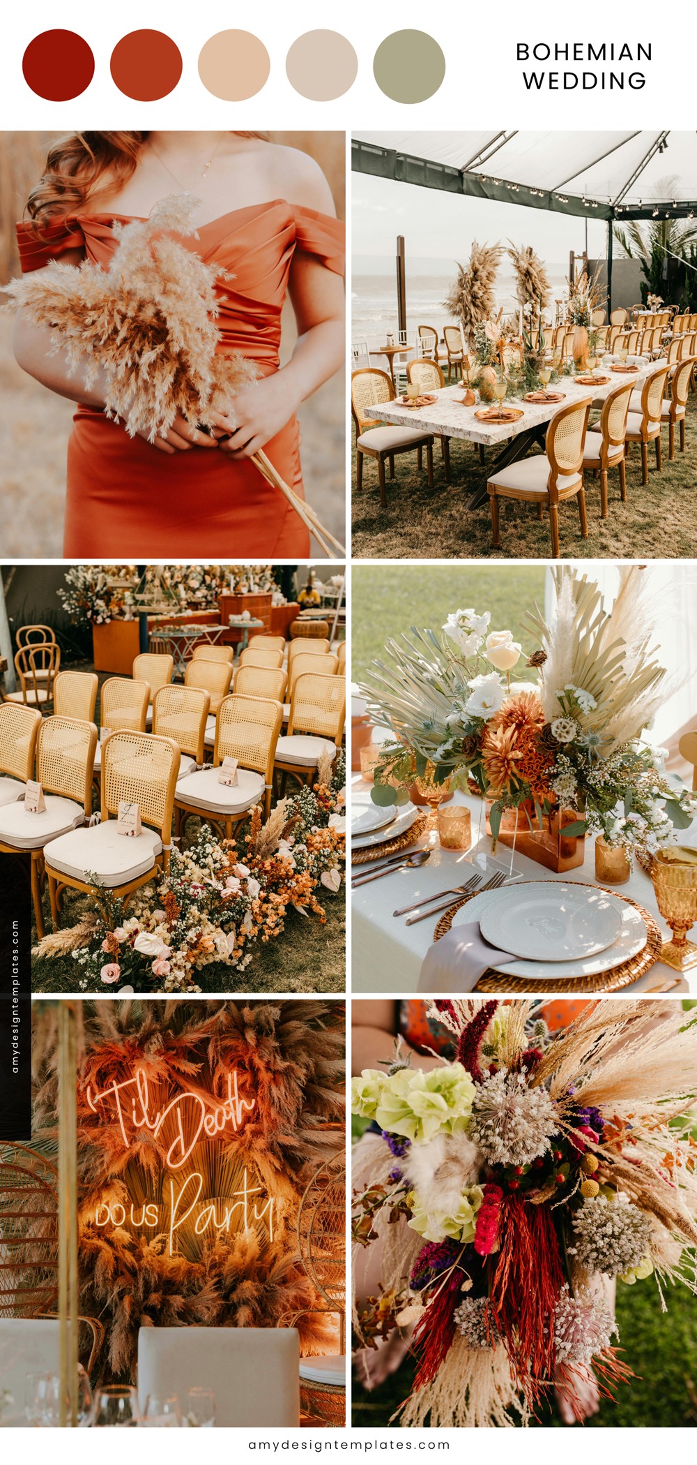 Terracotta Boho Wedding Invitations: Sun-Drenched & Stylish Boho Wedding Invitations Template Amy Design Templates