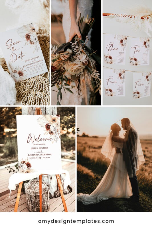 Boho Wedding Invitations Template Amy Design Templates