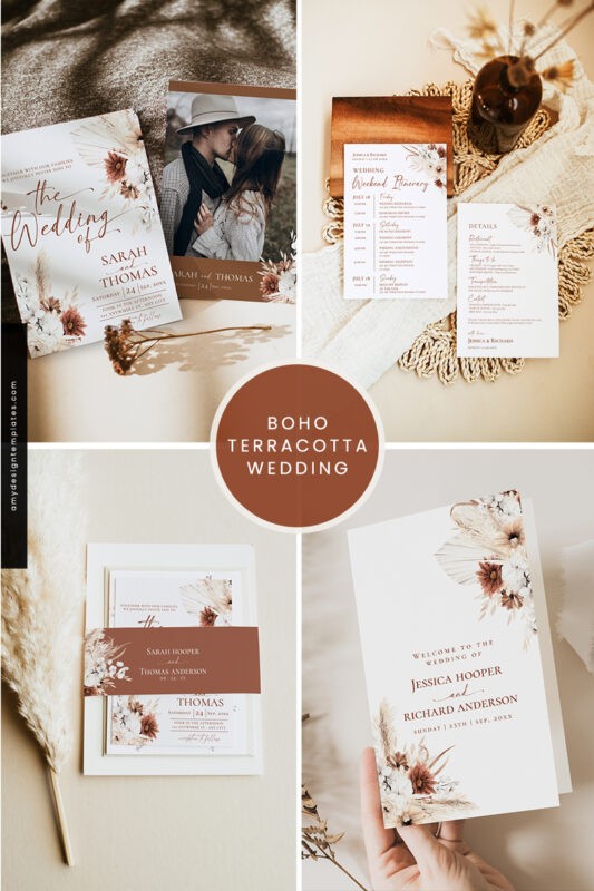 Boho Wedding Invitations Template Amy Design Templates