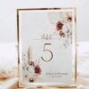 Boho Terracotta Wedding Table Number Template | Bohemian Table Number Card Printable Editable