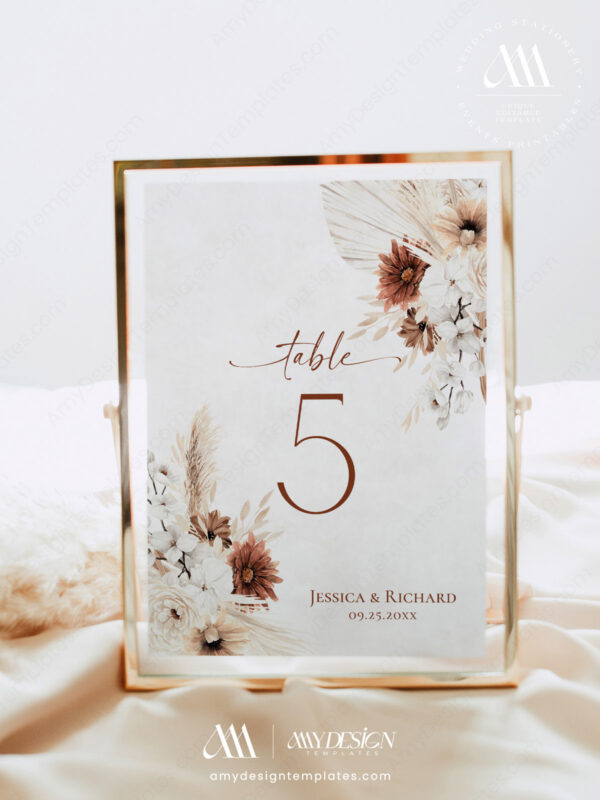 Boho Terracotta Wedding Signage Templates Bundle | Signage Printable Template Download Boho Terracotta Wedding Signage Templates Bundle - Table Numbers
