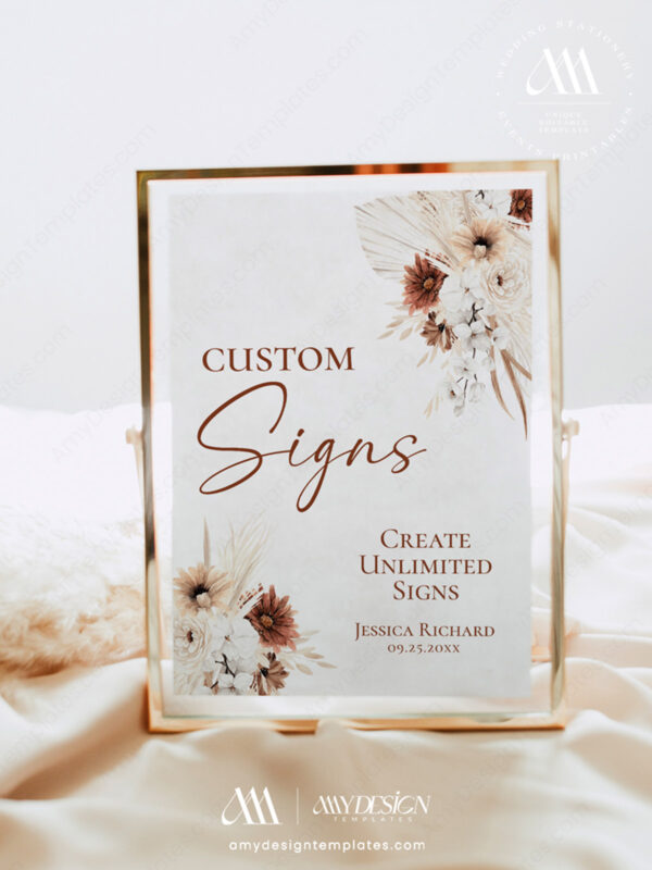 Bohemian Wedding Signs Printable | Customizable Wedding Signage Reception Templates