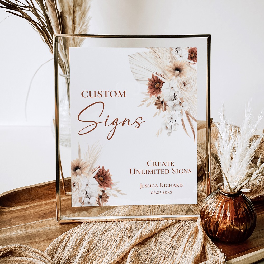 DIY Wedding Signs Templates, Boho Wedding Reception Sign Wedding