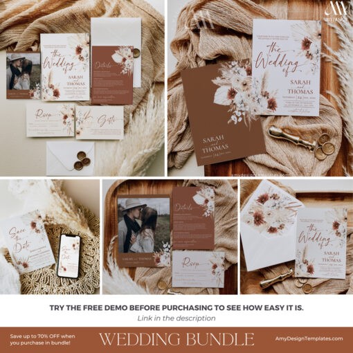 Boho Wedding Invitations Templates Amy Design Templates