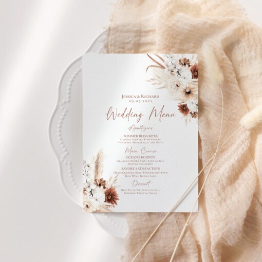 Boho Wedding Wedding Menu Template