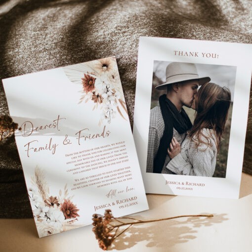 Boho Wedding Photo Thank You Wedding Cards Thank You Card Template