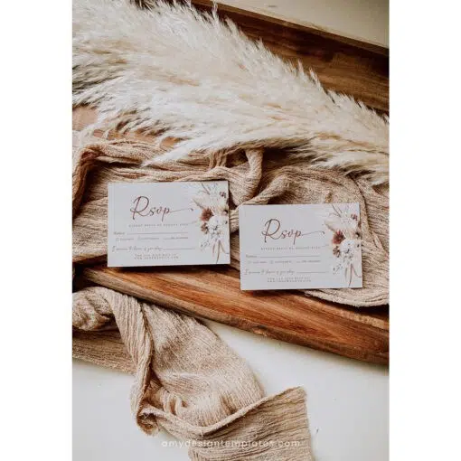 Boho Terracotta Wedding RSVP Card Template