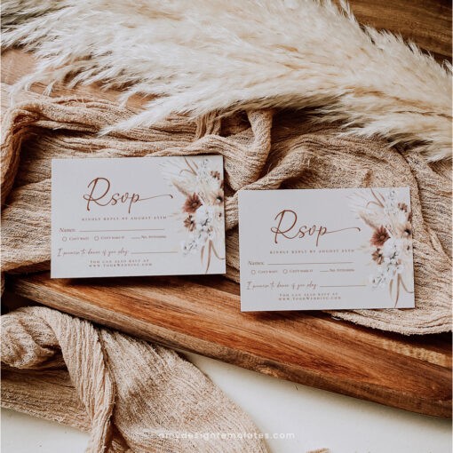 Boho Terracotta Wedding RSVP Card Template