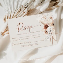 Boho Terracotta Wedding RSVP Card Template