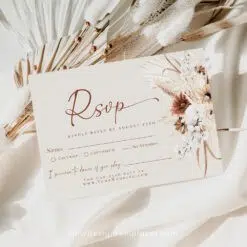 Boho Terracotta Wedding RSVP Card Template