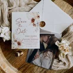 Boho Wedding Save The Date Template, Save The Date Template With Photo