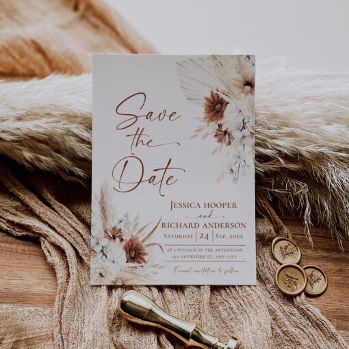 Boho Wedding Save The Date Template, Save The Date Template With Photo