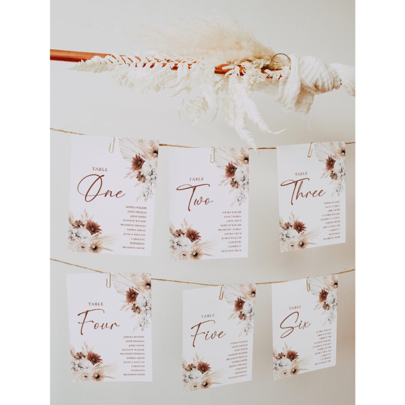 Editable Table Seating Chart Template Boho Wedding