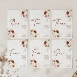 Editable Table Seating Chart Template Boho Wedding