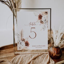 Table Number Cards, Terracotta Table Number Template, Boho Rust Wedding Table Signs Printable Instant Download D021