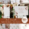 Boho Terracotta Wedding Invitation Bundles | Bohemian Wedding Template Bundle Boho Terracotta Wedding Invitation Bundles Template