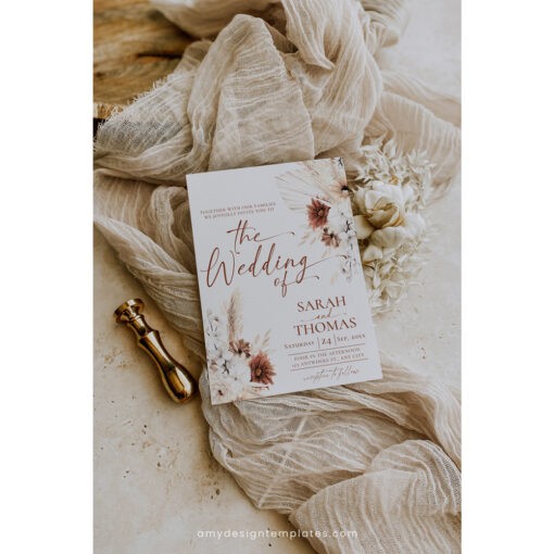 Boho Wedding Invitation Card Template Amy Design Templates