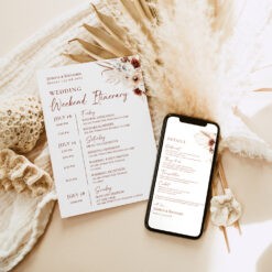 Boho Wedding Itinerary Template Printable, Terracotta Wedding Weekend Itinerary Template, Weekend Events, Timeline Schedule Editable D021