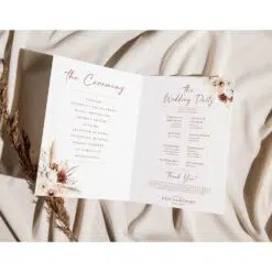 Wedding Program Template, Order of Service, Catholic Wedding Program Template, Ceremony Program Template Boho Terracotta D021 Amy Design Templates