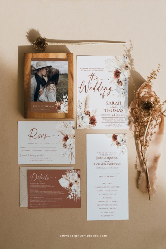 Boho Wedding Invitations Template Amy Design Templates