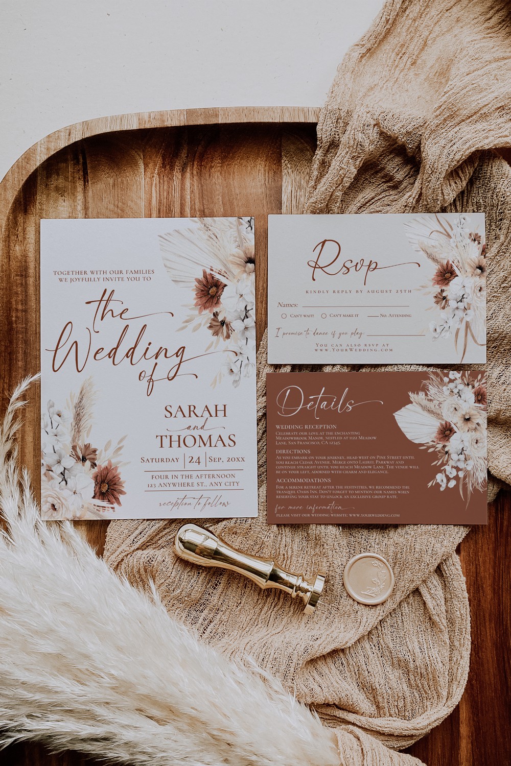 Boho Wedding Invitation Template Amy Design Templates