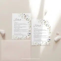 Enclosure Card Template Wildflower Wedding Printable, Wedding Details Card Editable Template