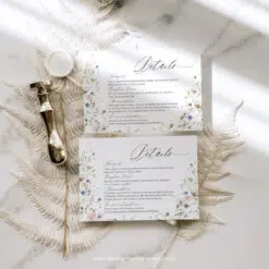 Enclosure Card Template Wildflower Wedding Printable, Wedding Details Card Editable Template