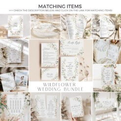 Wildflower Wedding Bundle Template, Botanical Wedding Bundle Template, Wildflower Wedding Template, Elegant Wedding Bundles Template D023