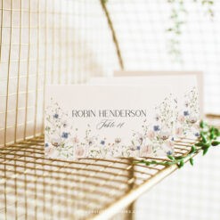 Wildflower Place Card Template, Floral Place Card printable, Editable Botanical Placecards Wildflower Wedding Shower Template D023