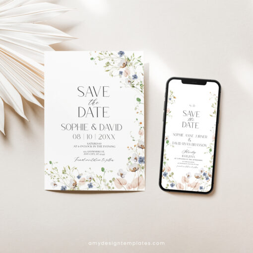 Wildflower Save The Date Template With Photo, Save The Date Templates - Image 9