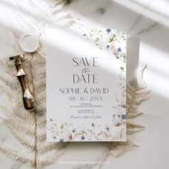 Wildflower Save The Date Template Printable, Floral Save The Date Cards