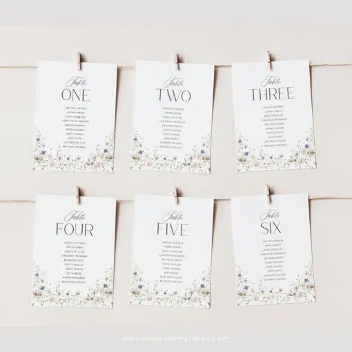Seating Chart Cards Wedding Template, Table Seating Cards, Take a Seat Sign, Wildflower Wedding Seating Card Wildflower Editable D023