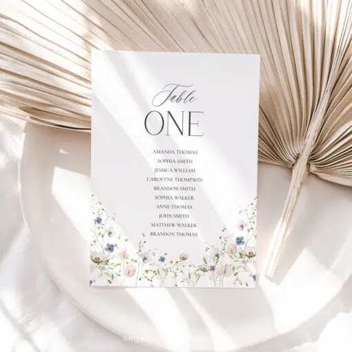 Seating Chart Cards Wedding Template, Table Seating Cards, Take a Seat Sign, Wildflower Wedding Seating Card Wildflower Editable D023