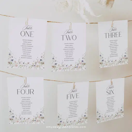 Seating Chart Cards Wedding Template, Table Seating Cards, Take a Seat Sign, Wildflower Wedding Seating Card Wildflower Editable D023