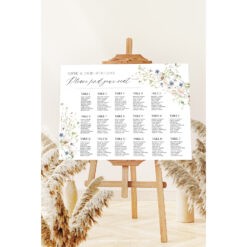 Wedding Seating Chart Sign Template, Table Seating Chart Sign, Botanical Wedding Seating Chart, Wildflower Seating Chart Sign D023