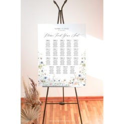 Wedding Seating Chart Sign Template, Table Seating Chart Sign, Botanical Wedding Seating Chart, Wildflower Seating Chart Sign D023