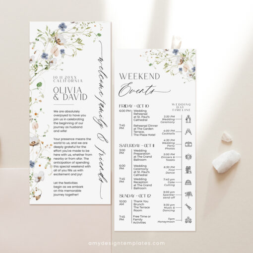 Wildflower Wedding Itinerary Template