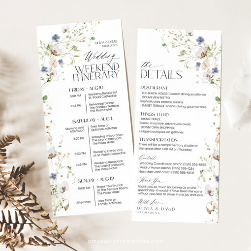 Wildflower Wedding Itinerary Template