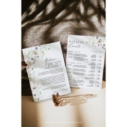 Wildflower Wedding Itinerary Template, Wedding Weekend Itinerary Editable, Welcome Bags Note Timeline Schedule Minimalist Template Amy Designs Templates