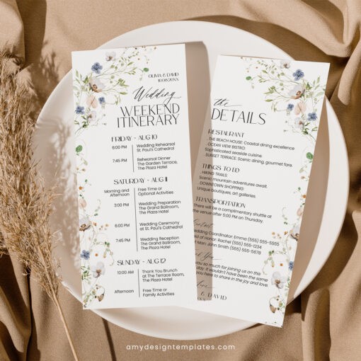 Wildflower Wedding Itinerary Template