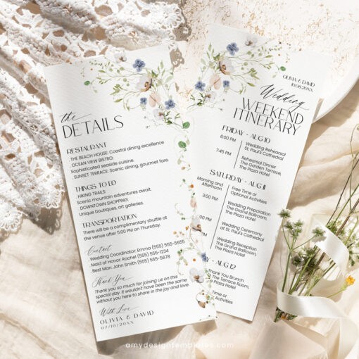 Wildflower Wedding Itinerary Template