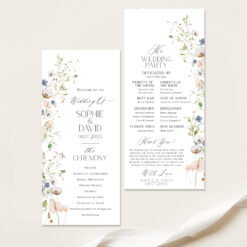 Wildflower Wedding Program Template, Modern Order of Service, Catholic Ceremony Editable, Wedding Ceremony Program Template D023