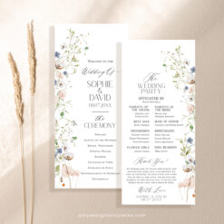 Wildflower Wedding Program Template, Modern Order of Service, Catholic Ceremony Editable, Wedding Ceremony Program Template D023