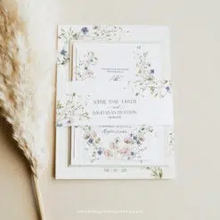 Wildflower Wedding Invitations Template, Botanical Wildflower Wedding Invitation Suite, Elegant Wildflower Save The Date Card Printable D023