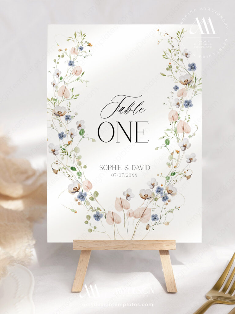 Wedding Table Numbers Cards Template | Reception Table Numbers ...